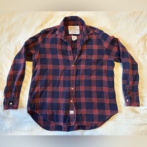 Frank & Eileen Women's XS Navy and Orange Eileen Relaxed Button-up Shirt